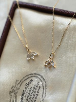 Wish Hot Sale S925 Sterling Silver Plated 14K Gold French Beautiful Very Fine Necklace Simple Japanese and Korean Style Clavicle Pendant Necklace HME