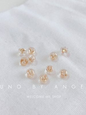 925 Sterling Silver Plated 14K Gold Platinum Rose Gold Color Preservation Gold Ear Plug Silicone Plastic Accessories Ball Earring Plug HME