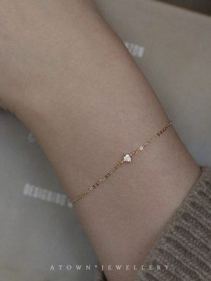 Recommended Classic Single Diamond S925 Sterling Silver Plated 14K Gold Bracelet Zircon Super Joker Daily Temperament Fine Bracelet Female HME