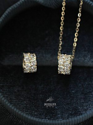 S925 Sterling Silver Plated 14K Gold Necklace Women's Zirconium Diamond Transfer Beads Passepartout Necklace Clavicle Chain All-match Pendant HME