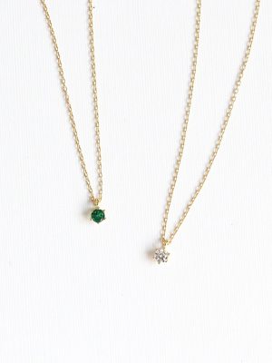 Japanese S925 Sterling Silver Plated 14k Gold Slim Clavicle Chain Simple Mini Single Diamond Zircon Six Claw Classic Necklace Female Ouni Na