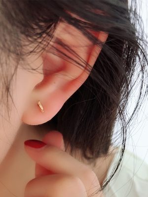 S925 Sterling Silver Plated 14K Gold Wave-shaped Ear Nail for Women Simple All-match Twist Gap Ear Nail Light Luxury Ouni Na