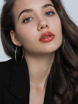 925 Sterling Silver Plated 18K Gold Ring Hoop Earrings Women's Exaggerated Fashionable Large Ear Ring Advanced Earrings Ouni Na