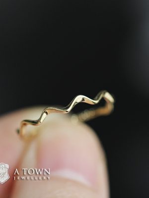 S925 Sterling Silver Plated 14K Gold Wave Shape Ring Slim All-match Stacked Women's Tail Ring Joint Ring HME