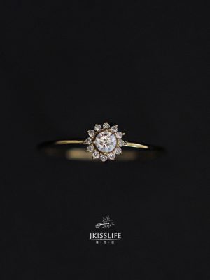 S925 Sterling Silver Plated 14K Gold Ring Full Diamond Flowers Very Small Sun All-match Simple Exquisite Ring HME