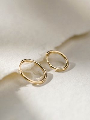 S925 Sterling Silver Plated 18K Gold jennie Plain Minimalist Ear Buckle Ear Ring Can Match HME Hanger