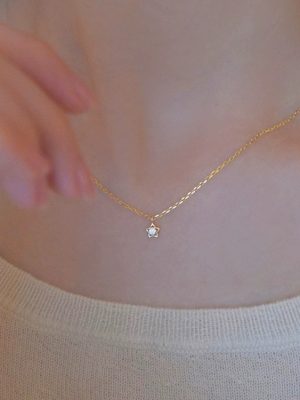 Japanese S925 Sterling Silver Plated 14K Gold Star Necklace Women's Design Diamond Elegant Simple Clavicle Chain Ouni Na