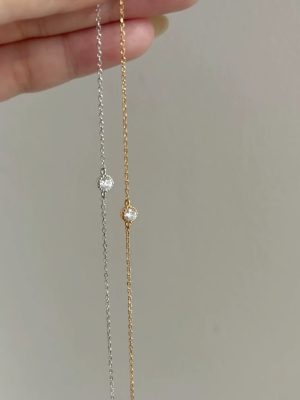 Single Bubble Diamond Extremely Fine Plain Ring Bracelet 925 Sterling Silver Plated 18K Gold Mini Japanese Style Light Luxury Stacked Wearing Bracelet