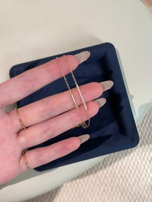 S925 Sterling Silver Plated 18K Gold Double Laminated Wear Zircon Bracelet Women's Light Luxury High-end Cold Style Bracelet