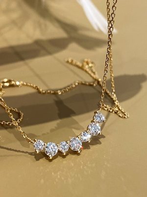 Angel smile ~ S925 silver plated 18K gold smile zircon pendant necklace clavicle chain high commuter Joker