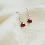 S925 Sterling Silver Plated 18K Gold Red Pomegranate Love Zircon Ear Hook Earrings Fresh and Sweet Heart-shaped Earrings