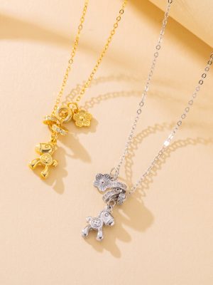 New style instant money flower ~ s925 sterling silver pony necklace women's fashion retro design all-match clavicle chain