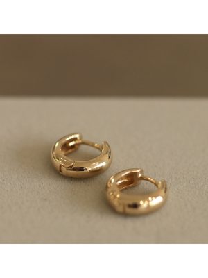 Heavy small ear buckle, ear size ~ S925 silver plated 18K gold ear ring earrings women's very simple wind high HME