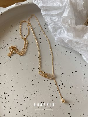 Fashionable All-Match Pig Nose S925 Silver Plated 18K Gold Necklace Women's Collarbone Chain Korean Ins Classic Sterling Silver Necklace HME