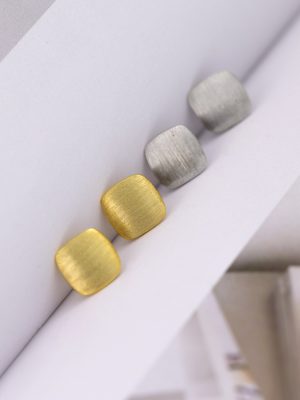 S925 Sterling Silver Geometric Square Drawing Earrings Women's Simple High Temperament Frosted Earrings Autumn and Winter New