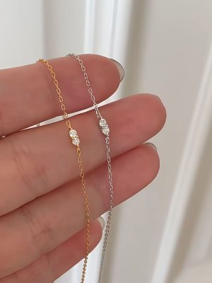 S925 Sterling Silver Plated 14K Gold Zircon Bracelet Exquisite Ins Style Mini Fine Bracelet Stacked Japanese Style Light Luxury Simple Female Ouni Na