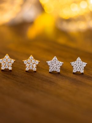 S925 Sterling Silver New Diamond Star Women's Earrings Full Diamond Five-pointed Star White Zirconium Simple Small Ear Nail Jewelry