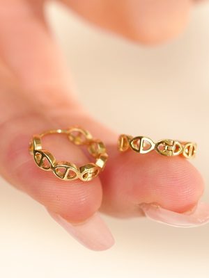 S925 Silver Plated 18K Pig Nose Ear Ring Light Gold Earrings Women's Birthday Gift All-match High-grade Earrings HME