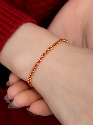 New Chinese Style Red Rope Woven Bracelet for Women S925 Sterling Silver Simple Exquisite New Year Red Bracelet for Women