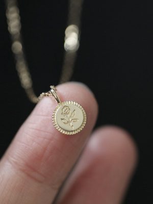 925 sterling silver 14K gold round brand smooth carved rose necklace women 2024 new clavicle chain light luxury