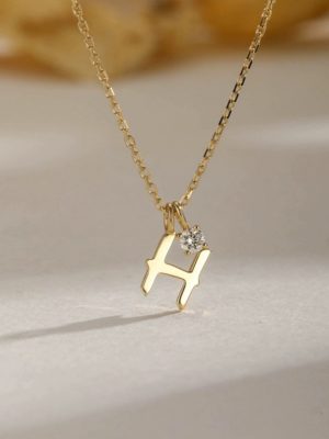 S925 Sterling Silver Plated 14K Gold 26 Letters Necklace Simple Diamond Clavicle Chain Women's Light Luxury DIY Matching Chain Ouni Na