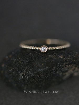 S925 Sterling Silver Plated 14k Gold Single Diamond Ring Women's Gold Bean Bag Set Zircon Ring End Ring Stacked HME