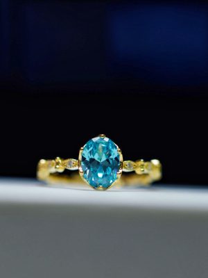 S925 Silver Ring Japanese Style Light Luxury Egg Shaped Zircon Advanced Aquamarine Ring Women's Instagram Style Open Ring