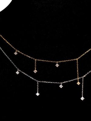 Meteor Ripper ~ 925 Silver Plated 18K Gold Zircon Necklace Clavicle Chain Ins Simple Stacked Wear Light Luxury Exquisite Cool