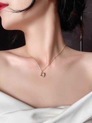 S925 Sterling Silver Plated 14k Gold Cross Wreath Necklace Women's Design Light Luxury All-match Diamond Clavicle Chain Ouni Na