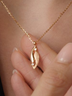 S925 Sterling Silver Plated 18K Gold Smart Pisces Pendant Necklace Simple High Glossed Brushed Commuter Clavicle Chain HME