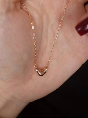 S925 Silver Plated Rose Gold Gold Diamond Love Pendant Necklace Women's Design Simple All-match Clavicle Chain