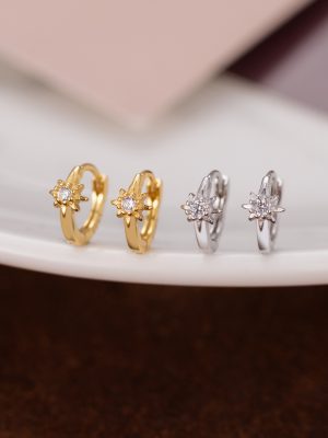 S925 Sterling Silver Starlight Diamond Ear Buckle Women's Simple Fashion High-grade Micro-inlaid Eight Mans Star Ear Ring Ear Jewelry