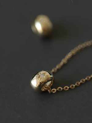 S925 Sterling Silver Plated 18K Gold Bean Pendant Pendant with Clavicle Chain Necklace Ins Style Mini Star Ear Transfer