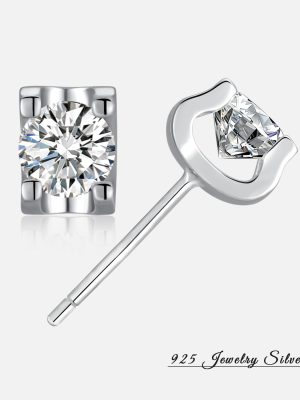 S925 sterling silver classic four-claw horn mosant diamond earrings simple fashion cow head Joker earrings ear jewelry wholesale