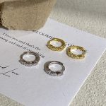 French Style Light Luxury Broken Diamond Ear Buckle Women's S925 Sterling Silver Plated 18K Gold Three Diamond Lace Ear Ring Instagram Style