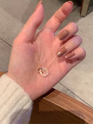 Ring Link ~ s925 Silver Electroplated 14k Gold Necklace Light Luxury Advanced Simple Joker Clavicle Chain HME