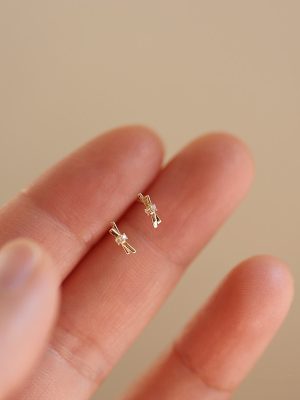 Fresh Style S925 Sterling Silver Plated 18k Gold Mini Cross Sweet Minimalist X-Bow Daily Simple Earrings for Women