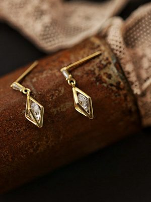 S925 Sterling Silver Plated 18K Gold Super Flash Zircon Sun Light Prismatic Earrings Simple Elegant All-match Earrings for Women