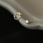 S925 Sterling Silver Plated 18K Gold Four Claw Small Diamond Ear Base Stacked Sweet Ear Ring Inlaid Zircon Earrings Earrings