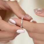 color: Four Mangxing Zircon Ring-White Gold / size: Opening adjustable