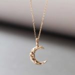 Water Moon 925 Sterling Silver Plated 18K Gold Pendant Necklace Ripple Small Moon Necklace Clavicle Chain Advanced Simple