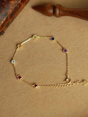 Rainbow | S925 Sterling Silver Plated 18K Gold Color Zircon Japanese Stacked Design Bracelet Female HME