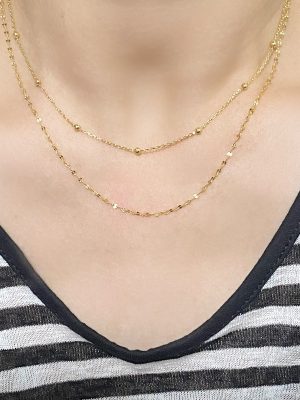 Sparkling S925 Sterling Silver Stacked Necklace Women's Light Luxury High-grade Double-layer Plain Chain Clavicle Chain Choker