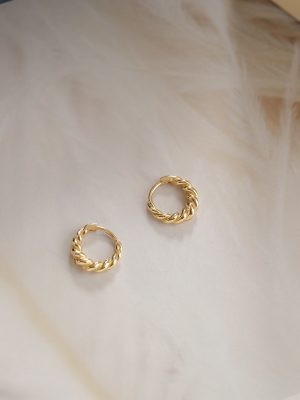 S925 Silver Plated 14K Gold Earrings Simple Plain Gold Twist Thread Earrings Small Earrings Earrings Women's Ins Style HME