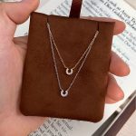 Mini Mossan Small Horseshoe Necklace Women's S925 Sterling Silver Plated 18K Gold U-shaped Clavicle Chain Light Luxury Design