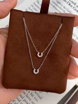 Mini Mossan Small Horseshoe Necklace Women's S925 Sterling Silver Plated 18K Gold U-shaped Clavicle Chain Light Luxury Design