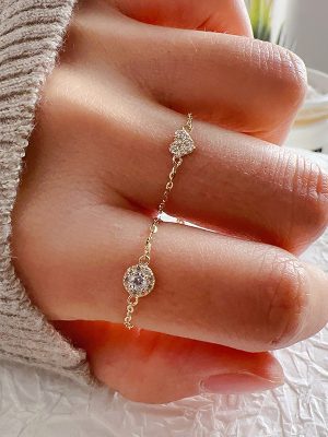 S925 sterling silver love round diamond chain ring ins style adjustable ring all-match commuter bracelet Ouni Na