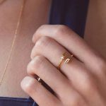 color: 14K Gold-White Zirconium / size: Open Ring