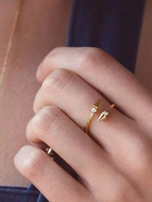 French BDM Nail Opening Sterling Silver Gold Plated Ring Women's Fashion Unique Zircon Black Diamond Food Finger Ring Ouni Na