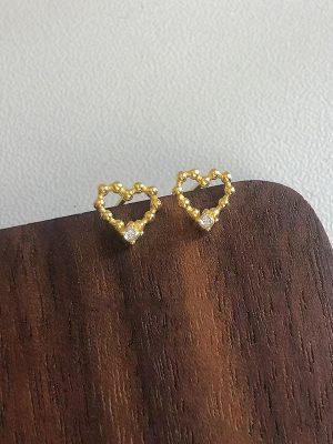 S925 Sterling Silver Gold-plated Love Earrings Women's Design Light Luxury High-grade Ear-raising Elegant All-match Earrings Women's Ouni Na